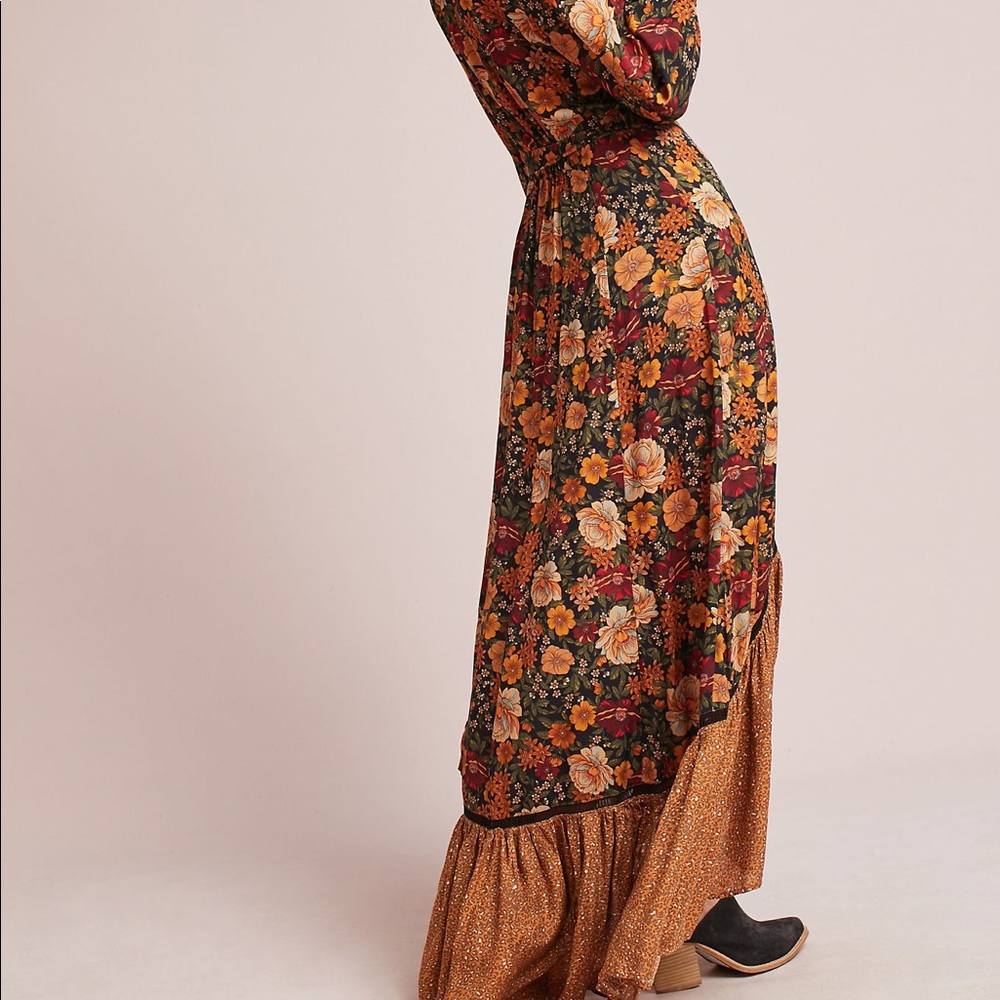 FARM Rio Floral Wrap Maxi Dress in Green, Mustard & Rust - Picture 3 of 6